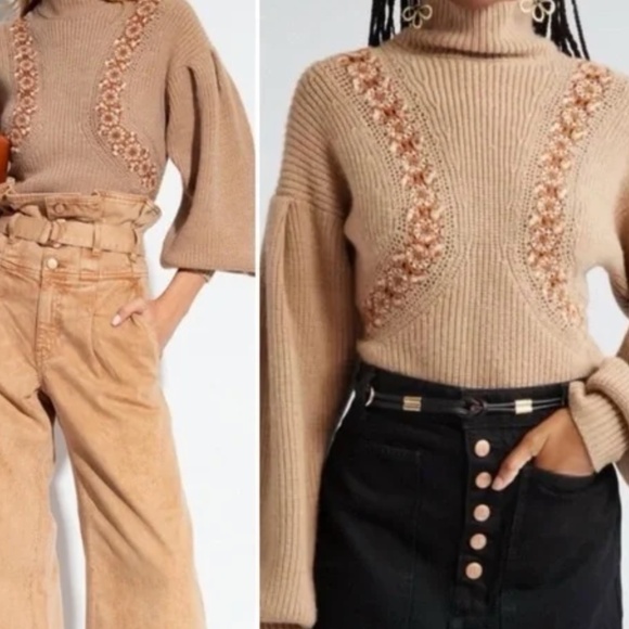 ULLA JOHNSON EMERSON BALLOON SLEEVE MERINO WOOL SWEATER - Picture 9 of 10